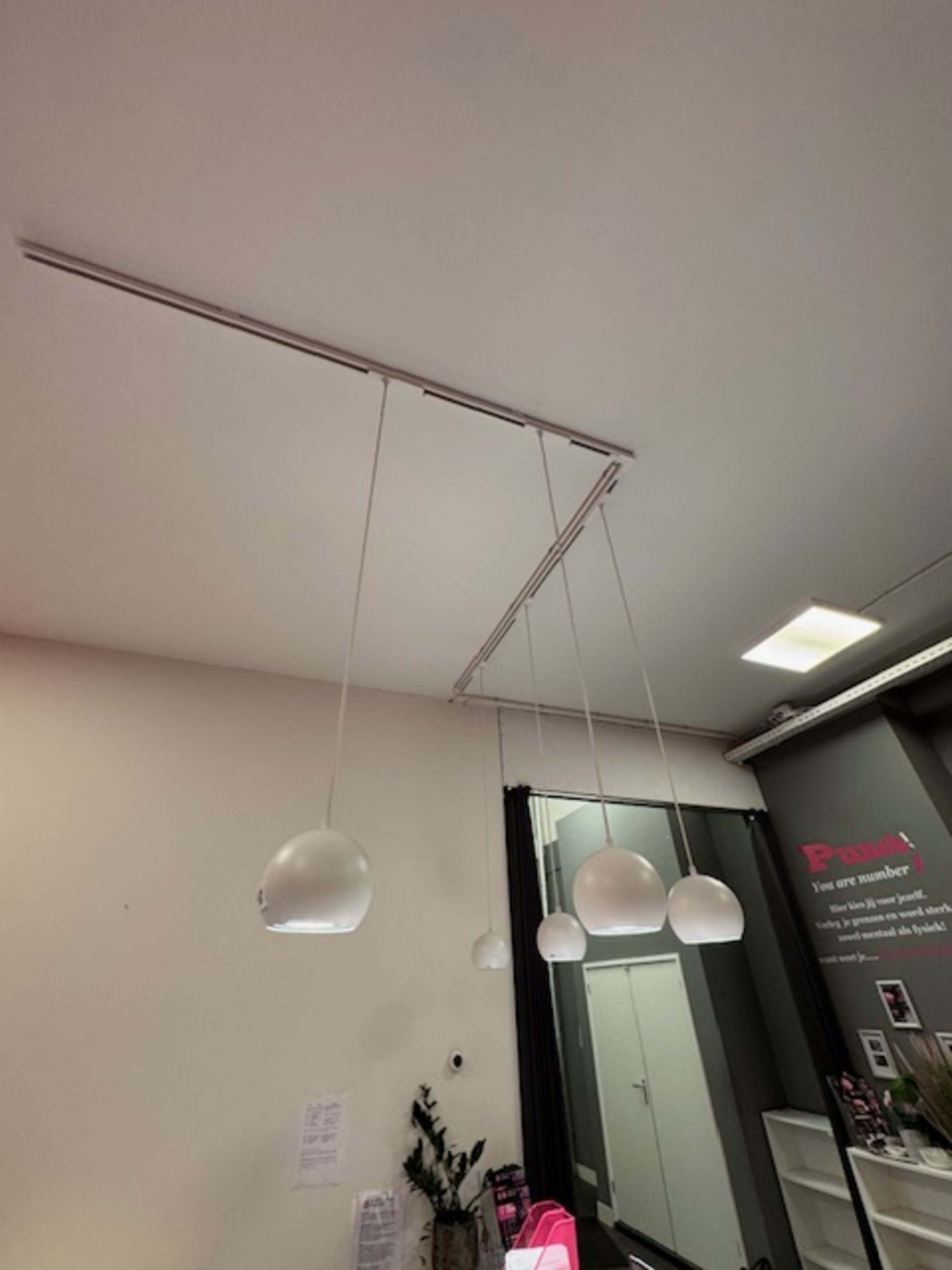 5x Hanglamp Lixero, wit, met railsysteem